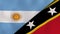 The flags of Argentina and Saint Kitts and Nevis. News, reportage, business background. 3d illustration