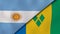 The flags of Argentina and Saint Vincent and Grenadines. News, reportage, business background. 3d illustration