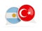 Flags of Argentina and turkey inside chat bubbles