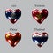 Flags of the Asian countries. The flags of Laos, Vietnam, China, Thailand on an air ball in the form of a heart made of glossy mat