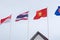 The flags of Association of Southeast Asian Nations the clear blue sky