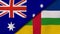 The flags of Australia and Central African Republic. News, reportage, business background. 3d illustration