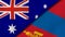 The flags of Australia and Mongolia. News, reportage, business background. 3d illustration