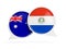 Flags of Australia and paraguay inside chat bubbles