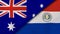 The flags of Australia and Paraguay. News, reportage, business background. 3d illustration