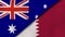 The flags of Australia and Qatar. News, reportage, business background. 3d illustration