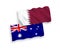 Flags of Australia and Qatar on a white background