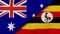The flags of Australia and Uganda. News, reportage, business background. 3d illustration