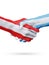 Flags Austria, Argentina countries, partnership friendship handshake concept.