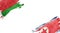 Flags of Belarus and North Korea on white background