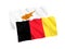 Flags of Belgium and Cyprus on a white background