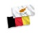 Flags of Belgium and Cyprus on a white background