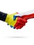 Flags Belgium, Czech Republic countries, partnership friendship handshake concept.