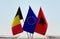 Flags of Belgium European Union and Albania