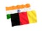 Flags of Belgium and India on a white background
