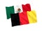 Flags of Belgium and Mexico on a white background