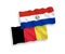 Flags of Belgium and Paraguay on a white background