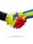 Flags Belgium, Sweden countries, partnership friendship handshake concept.