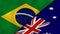 The flags of Brazil and Australia. News, reportage, business background. 3d illustration