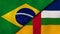 The flags of Brazil and Central African Republic. News, reportage, business background. 3d illustration