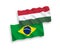 Flags of Brazil and Hungary on a white background