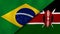 The flags of Brazil and Kenya. News, reportage, business background. 3d illustration