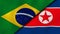 The flags of Brazil and North Korea. News, reportage, business background. 3d illustration