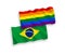 Flags of Brazil and Rainbow gay pride on a white background