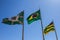 The flags of Brazil, the state of Goias and the city of Goiania,.