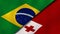 The flags of Brazil and Tonga. News, reportage, business background. 3d illustration