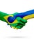 Flags Brazil, Ukraine countries, partnership friendship handshake concept.