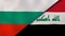 The flags of Bulgaria and Iraq. News, reportage, business background. 3d illustration
