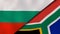 The flags of Bulgaria and South Africa. News, reportage, business background. 3d illustration