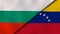 The flags of Bulgaria and Venezuela. News, reportage, business background. 3d illustration