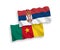 Flags of Cameroon and Serbia on a white background