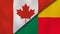 The flags of Canada and Benin. News, reportage, business background. 3d illustration