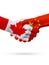 Flags Canada, China countries, partnership friendship handshake concept.