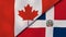 The flags of Canada and Dominican Republic. News, reportage, business background. 3d illustration