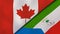 The flags of Canada and Equatorial Guinea. News, reportage, business background. 3d illustration