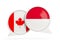 Flags of Canada and indonesia inside chat bubbles