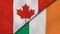 The flags of Canada and Ireland. News, reportage, business background. 3d illustration