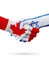 Flags Canada, Israel countries, partnership friendship handshake concept.