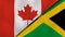 The flags of Canada and Jamaica. News, reportage, business background. 3d illustration