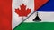 The flags of Canada and Lesotho. News, reportage, business background. 3d illustration