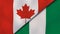 The flags of Canada and Nigeria. News, reportage, business background. 3d illustration