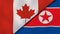 The flags of Canada and North Korea. News, reportage, business background. 3d illustration