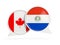 Flags of Canada and paraguay inside chat bubbles