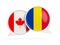 Flags of Canada and romania inside chat bubbles