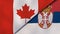 The flags of Canada and Serbia. News, reportage, business background. 3d illustration