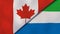 The flags of Canada and Sierra Leone. News, reportage, business background. 3d illustration